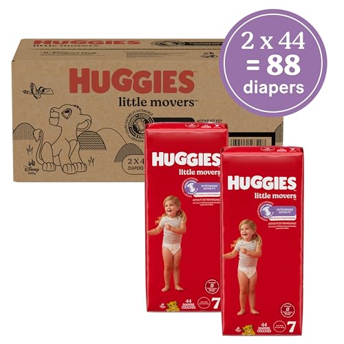 Huggies Size 7 Little Movers Diapers for Big Actives, Size 7 (41+ lbs), 88 Count, Suitable for Active Little Movers