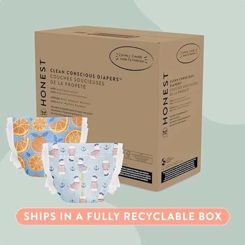 The Honest Company Clean Conscious Diapers for Sensitive Skin | Hypoallergenic, Fragrance Free | Super Club Box, Size 3