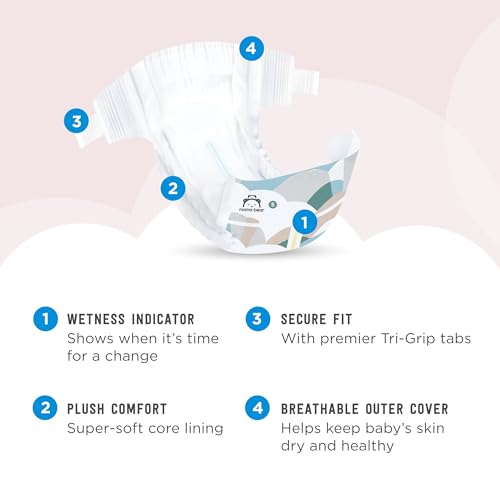 Mama Bear Plush Protection Size 5 Diapers, Hypoallergenic, 124 Count (4 Packs of 31), White and Cloud Dreams