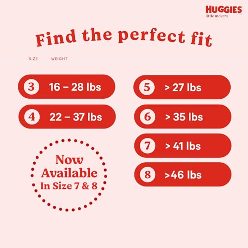 HUGGIES Size 5 Little Movers Baby Diapers for Active Little Ones | 104 Count | Perfect for Babies Aged 9-15 Months