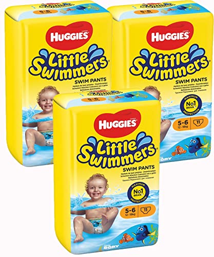 HUGGIES Little Swimmers Baby Disposable Swim Diapers Pants Size 5-6 for Swimming Pool Use - Soft, Leak-Resistant & Econo