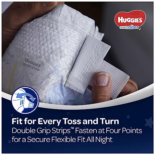 HUGGIES Overnites Size 6 Baby Diapers for Over 35 lbs, Nighttime Overflow Protection, 60 Count