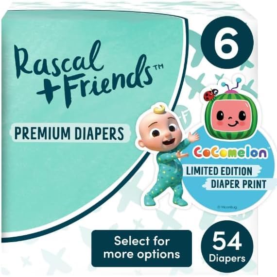 Rascal + Friends Premium Diapers White Size 6 for Toddler GirlsPremium Quality Diapers for Toddlers White Size 6Rascal +