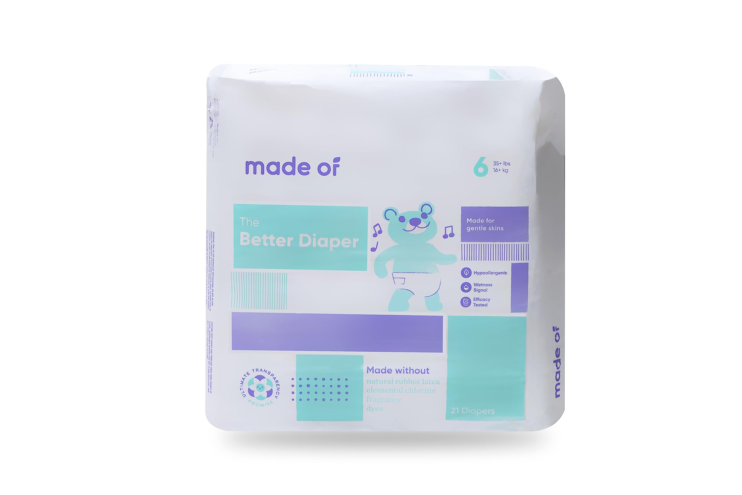 Better Baby Diapers Hypoallergenic Unscented Diapers for Sensitive Skin - 10 Hour Absorbency - Pediatrician and Dermatol