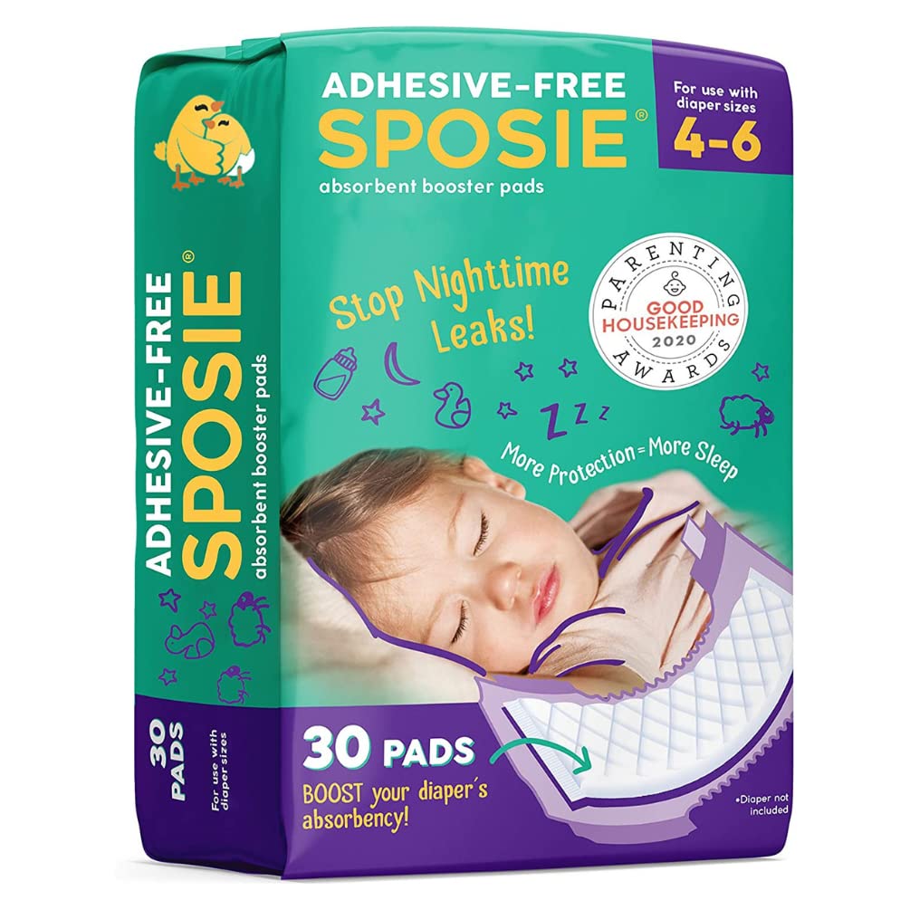 Sposie Hypoallergenic Diaper Booster Pads Size 4-6, 30 Count - Dermatologist and Pediatrician Tested, Fragrance Free, La