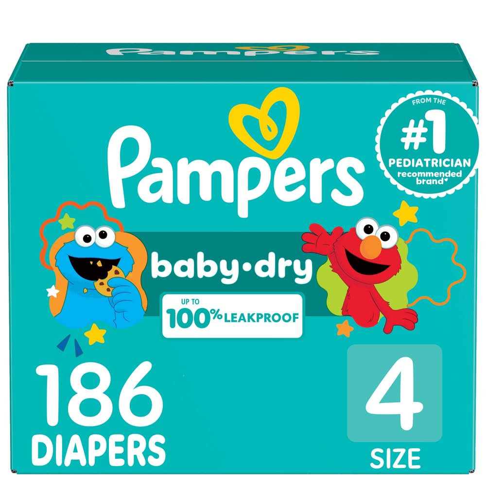 Pampers Baby Dry Size 4 Diapers - Absorbent Disposables for Infants
| Pampers Baby Dry Size 4 Diapers - 186 Count Pack