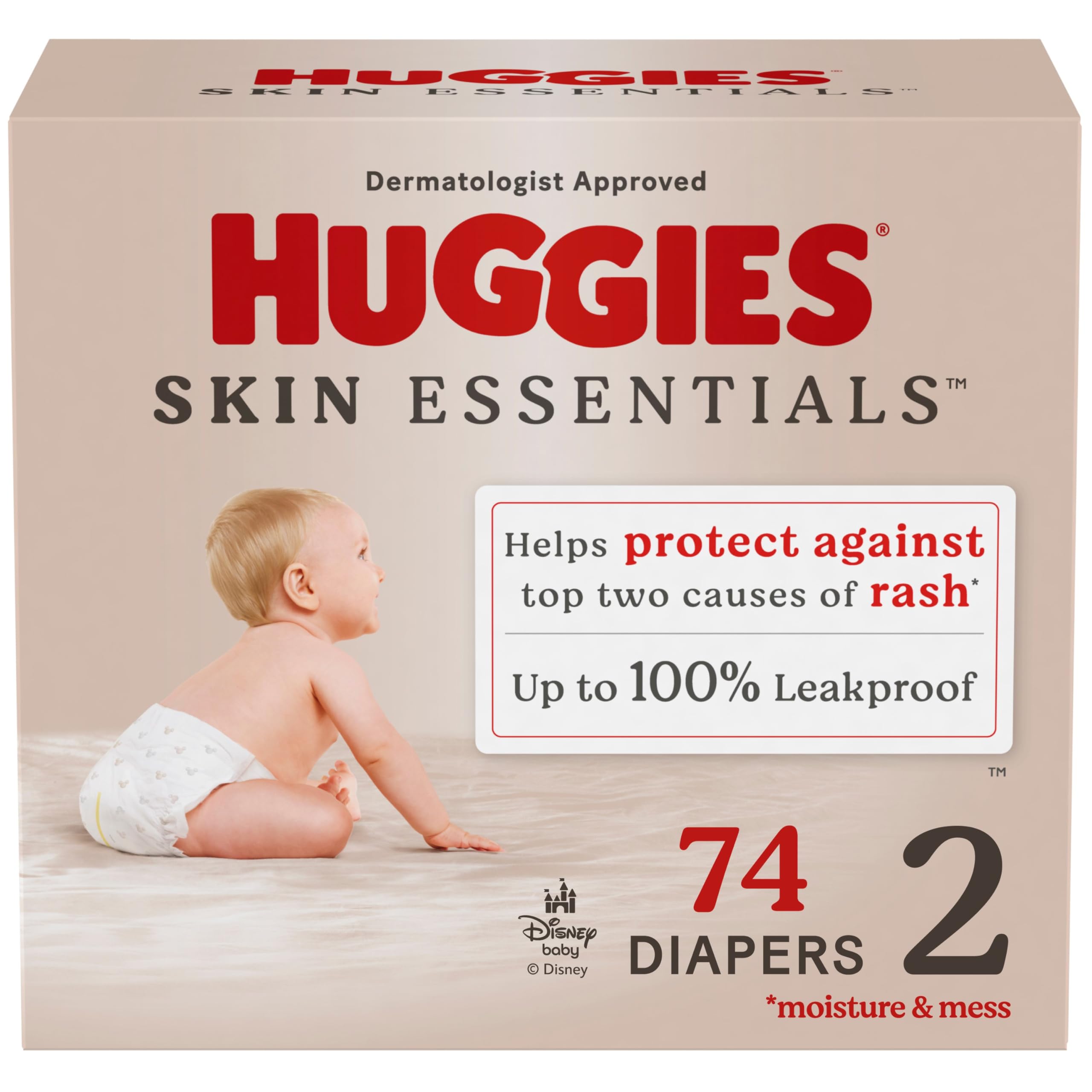  HUGGIES Size 2 Diapers - Skin Essentials for Babies, Size 2 (12-18 lbs), 74 Count, Best Skin Protection
| HUGGIES Size 
