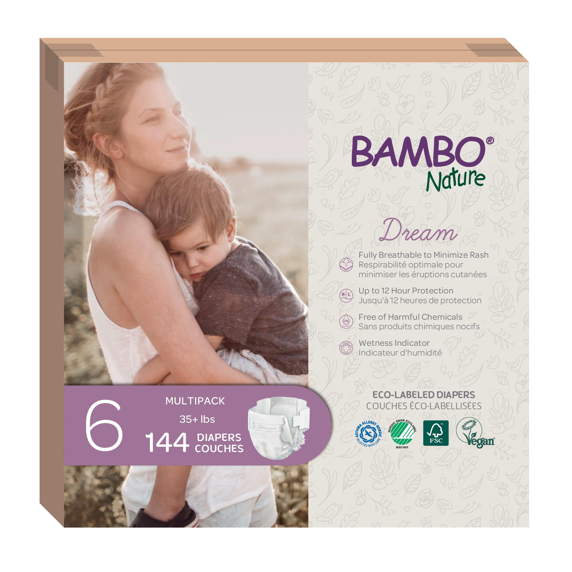 Hypoallergenic Baby Diapers, Eco-Labelled, Size 6 OEKO-TEX STANDARD 100
| Bambo Nature Sustainable Diapers, Enhanced Le