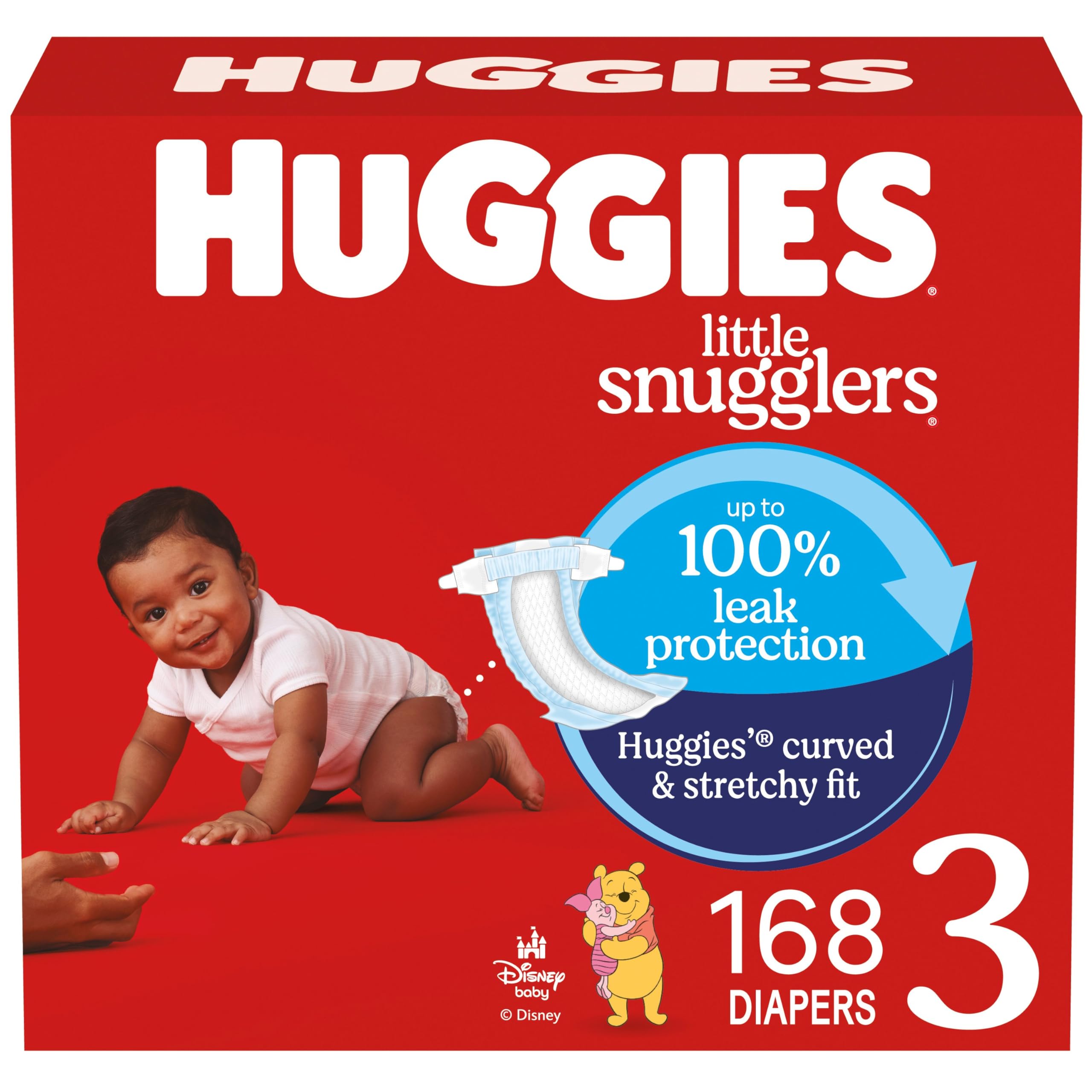 Huggies Size 3 Diapers for Babies, Little Snugglers Absorbent Diapers, Size 3 (16-28 lbs), Perfect for Active Toddlers, 