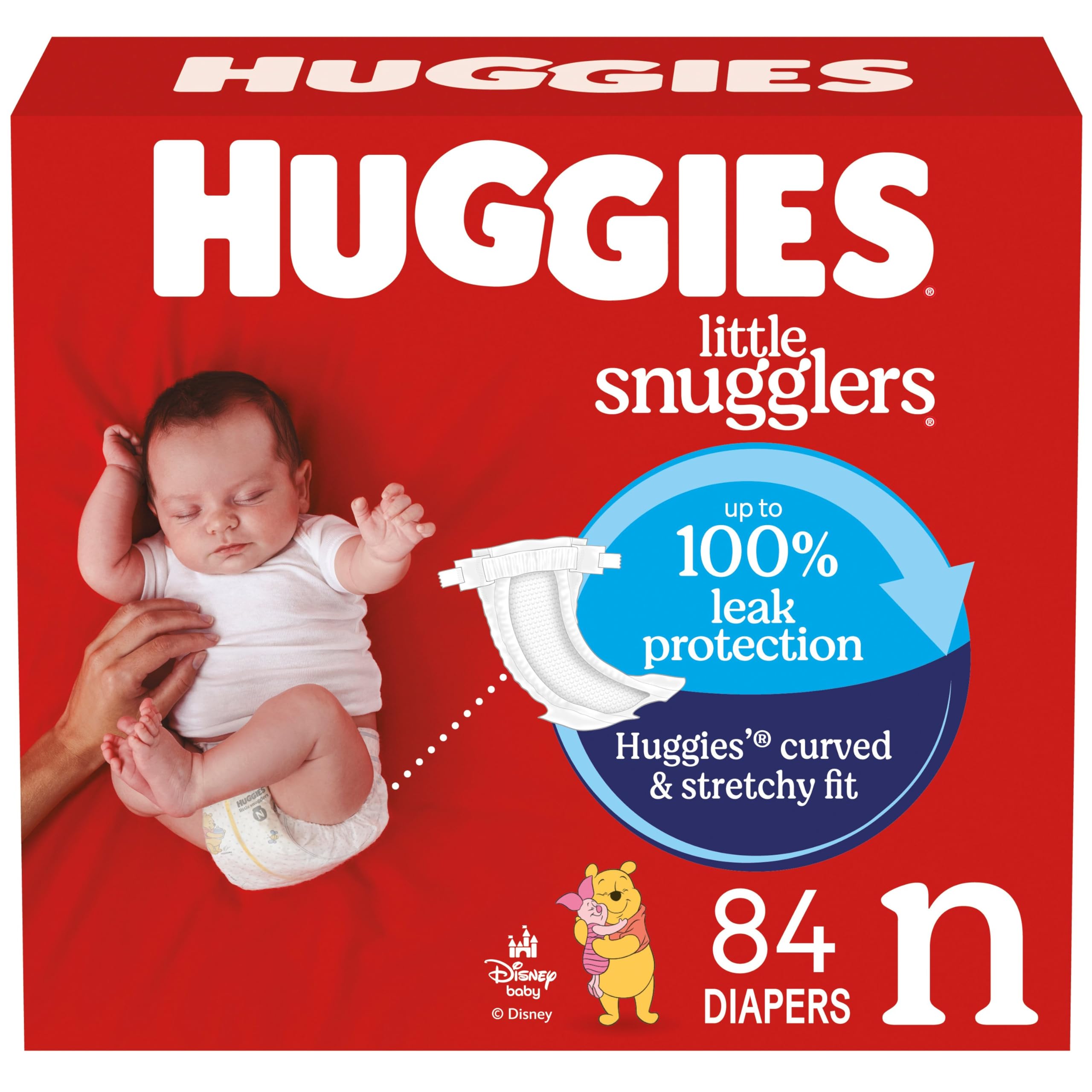 HUGGIES Size Newborn Diapers for Babies, Soft Little Snugglers, Up to 10 lbs, Ideal for Newborns, 84 Count